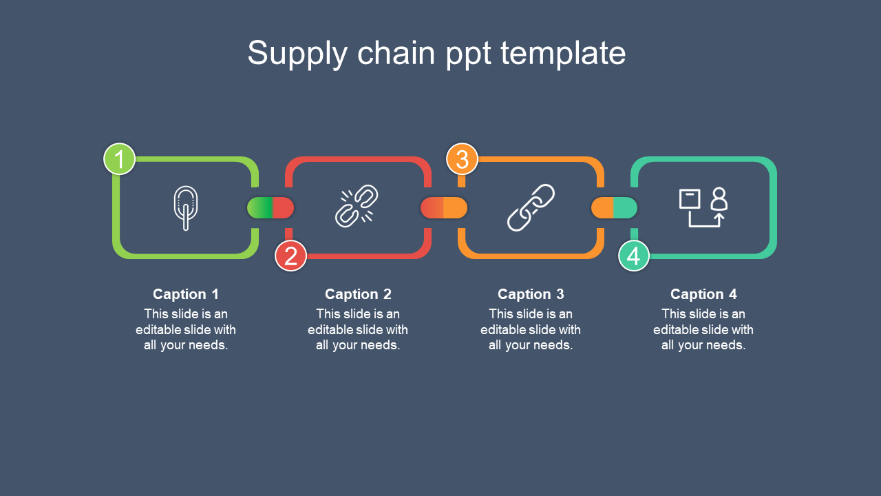 Free - Best Supply Chain PPT Template With Four Nodes Design
